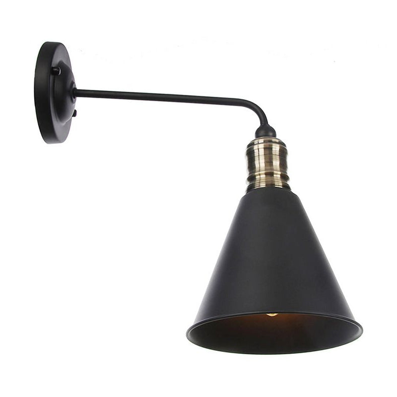 Rustic Bell/Sphere Cage/Flared Wall Light 1-Light Iron Wall Lamp Fixture in Black for Dinging Room Black B Clearhalo 'Art deco wall lights' 'Cast Iron' 'Glass' 'Industrial wall lights' 'Industrial' 'Middle century wall lights' 'Modern' 'Rustic wall lights' 'Tiffany' 'Traditional wall lights' 'Wall Lamps & Sconces' 'Wall Lights' Lighting' 1917973
