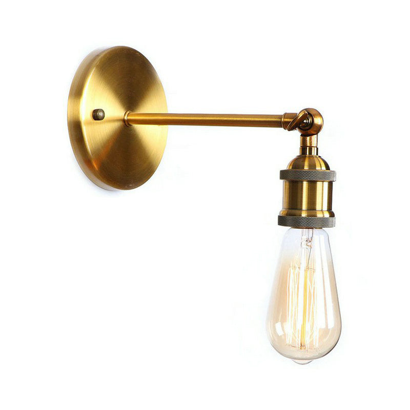 Iron Brass Finish Wall Light Fixture Scalloped/Horn/Cone 1-Light Factory Wall Mounted Lamp with Pivot Joint Clearhalo 'Art deco wall lights' 'Cast Iron' 'Glass' 'Industrial wall lights' 'Industrial' 'Middle century wall lights' 'Modern' 'Rustic wall lights' 'Tiffany' 'Traditional wall lights' 'Wall Lamps & Sconces' 'Wall Lights' Lighting' 1917990