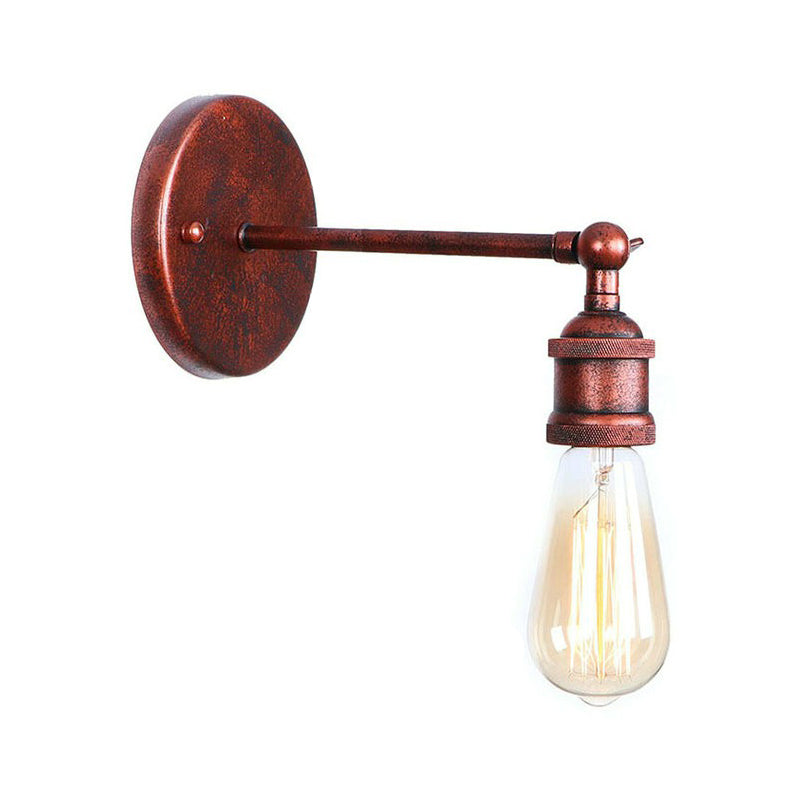Single-Bulb Iron Rotating Wall Lamp Farmhouse Rust Mesh Bowl/Cone/Horn Living Room Wall Mount Lighting Fixture Clearhalo 'Art deco wall lights' 'Cast Iron' 'Glass' 'Industrial wall lights' 'Industrial' 'Middle century wall lights' 'Modern' 'Rustic wall lights' 'Tiffany' 'Traditional wall lights' 'Wall Lamps & Sconces' 'Wall Lights' Lighting' 1918021
