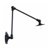 Extendable 2-Arm Iron Wall Light Warehouse 1-Light Studio Task Wall Lamp with Disc Shade in Black, 4"/12"/19.5" Long Black 4" Clearhalo 'Art deco wall lights' 'Cast Iron' 'Glass' 'Industrial wall lights' 'Industrial' 'Middle century wall lights' 'Modern' 'Rustic wall lights' 'Tiffany' 'Traditional wall lights' 'Wall Lamps & Sconces' 'Wall Lights' Lighting' 1918061