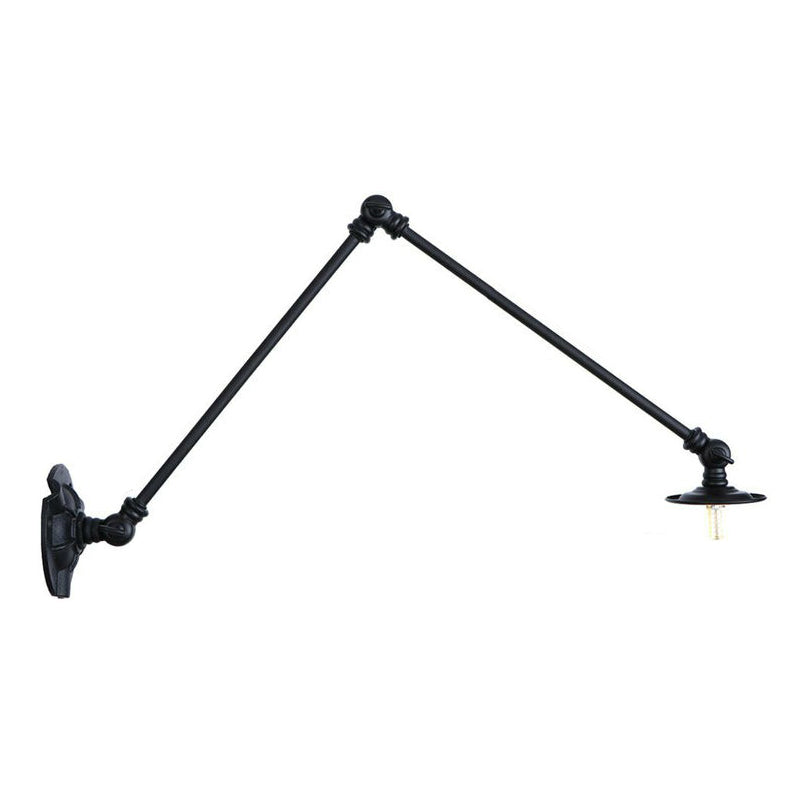 Extendable 2-Arm Iron Wall Light Warehouse 1-Light Studio Task Wall Lamp with Disc Shade in Black, 4"/12"/19.5" Long Black 12" Clearhalo 'Art deco wall lights' 'Cast Iron' 'Glass' 'Industrial wall lights' 'Industrial' 'Middle century wall lights' 'Modern' 'Rustic wall lights' 'Tiffany' 'Traditional wall lights' 'Wall Lamps & Sconces' 'Wall Lights' Lighting' 1918066