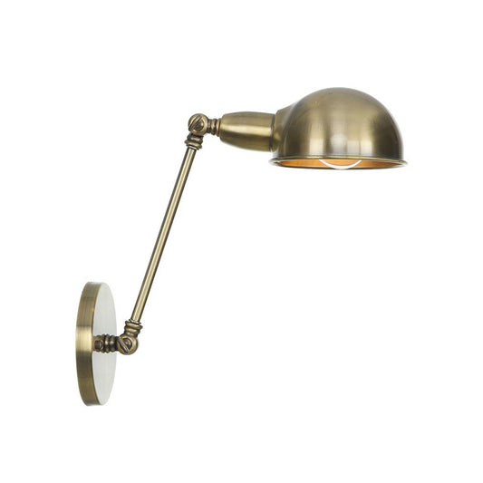 Brass/Bronze Dome Swivel Shade Wall Light Vintage Metal 1 Head Study Room Wall Lighting Ideas, 8"/12" Width Bronze 8" Clearhalo 'Art deco wall lights' 'Cast Iron' 'Glass' 'Industrial wall lights' 'Industrial' 'Middle century wall lights' 'Modern' 'Rustic wall lights' 'Tiffany' 'Traditional wall lights' 'Wall Lamps & Sconces' 'Wall Lights' Lighting' 1918126