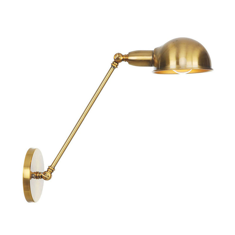 Brass/Bronze Dome Swivel Shade Wall Light Vintage Metal 1 Head Study Room Wall Lighting Ideas, 8"/12" Width Brass 12" Clearhalo 'Art deco wall lights' 'Cast Iron' 'Glass' 'Industrial wall lights' 'Industrial' 'Middle century wall lights' 'Modern' 'Rustic wall lights' 'Tiffany' 'Traditional wall lights' 'Wall Lamps & Sconces' 'Wall Lights' Lighting' 1918131