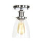 Single Clear/Clear Ribbed Glass Flushmount Farmhouse Chrome Bell/Pear Shaped Corridor Semi Flush Mount Ceiling Light Chrome A Clearhalo 'Ceiling Lights' 'Close To Ceiling Lights' 'Close to ceiling' 'Semi-flushmount' Lighting' 1918309