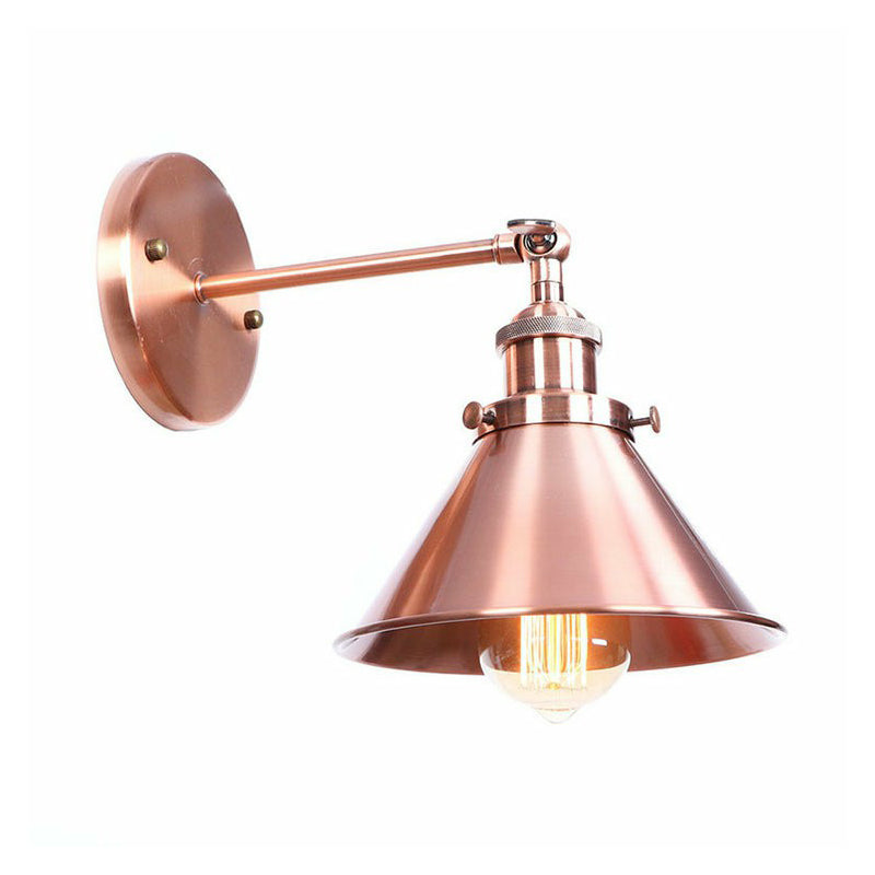 Adjustable Iron Copper Wall Reading Lamp Horn/Saucer/Cone Single-Bulb Loft Style Wall Light for Living Room Copper C Clearhalo 'Art deco wall lights' 'Cast Iron' 'Glass' 'Industrial wall lights' 'Industrial' 'Middle century wall lights' 'Modern' 'Rustic wall lights' 'Tiffany' 'Traditional wall lights' 'Wall Lamps & Sconces' 'Wall Lights' Lighting' 1918361