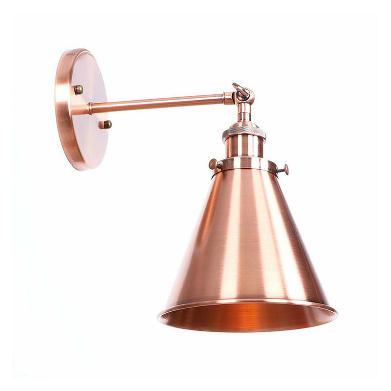 Adjustable Iron Copper Wall Reading Lamp Horn/Saucer/Cone Single-Bulb Loft Style Wall Light for Living Room Copper B Clearhalo 'Art deco wall lights' 'Cast Iron' 'Glass' 'Industrial wall lights' 'Industrial' 'Middle century wall lights' 'Modern' 'Rustic wall lights' 'Tiffany' 'Traditional wall lights' 'Wall Lamps & Sconces' 'Wall Lights' Lighting' 1918364