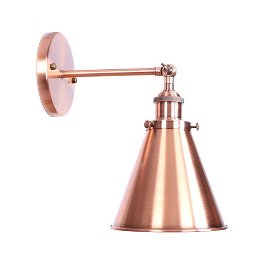 Adjustable Iron Copper Wall Reading Lamp Horn/Saucer/Cone Single-Bulb Loft Style Wall Light for Living Room Clearhalo 'Art deco wall lights' 'Cast Iron' 'Glass' 'Industrial wall lights' 'Industrial' 'Middle century wall lights' 'Modern' 'Rustic wall lights' 'Tiffany' 'Traditional wall lights' 'Wall Lamps & Sconces' 'Wall Lights' Lighting' 1918365