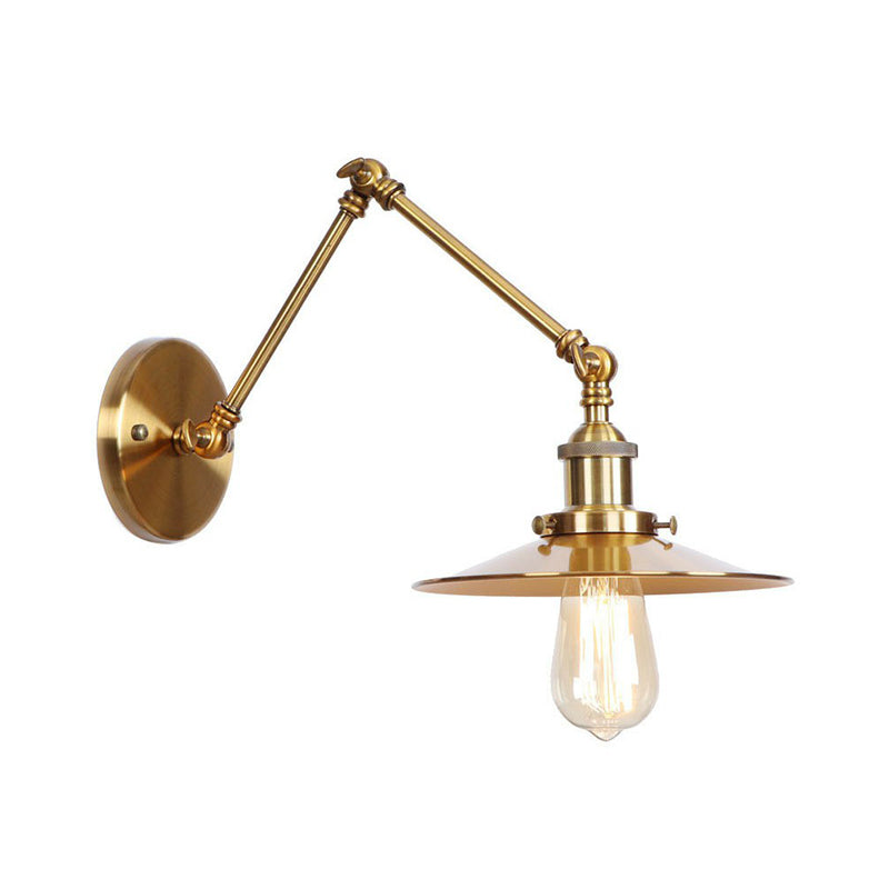 Iron Brass Task Wall Lighting Scalloped/Horn/Cone Single 6"/8" Wide Antique Wall Mounted Lamp with Swing Arm Brass 6" A Clearhalo 'Art deco wall lights' 'Cast Iron' 'Glass' 'Industrial wall lights' 'Industrial' 'Middle century wall lights' 'Modern' 'Rustic wall lights' 'Tiffany' 'Traditional wall lights' 'Wall Lamps & Sconces' 'Wall Lights' Lighting' 1918417