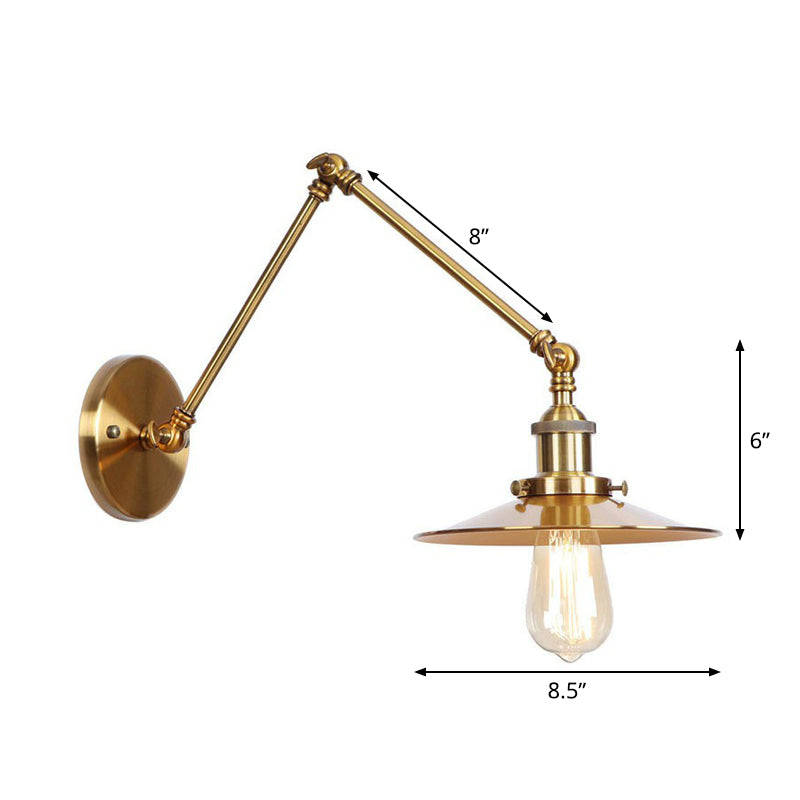 Iron Brass Task Wall Lighting Scalloped/Horn/Cone Single 6"/8" Wide Antique Wall Mounted Lamp with Swing Arm Clearhalo 'Art deco wall lights' 'Cast Iron' 'Glass' 'Industrial wall lights' 'Industrial' 'Middle century wall lights' 'Modern' 'Rustic wall lights' 'Tiffany' 'Traditional wall lights' 'Wall Lamps & Sconces' 'Wall Lights' Lighting' 1918420