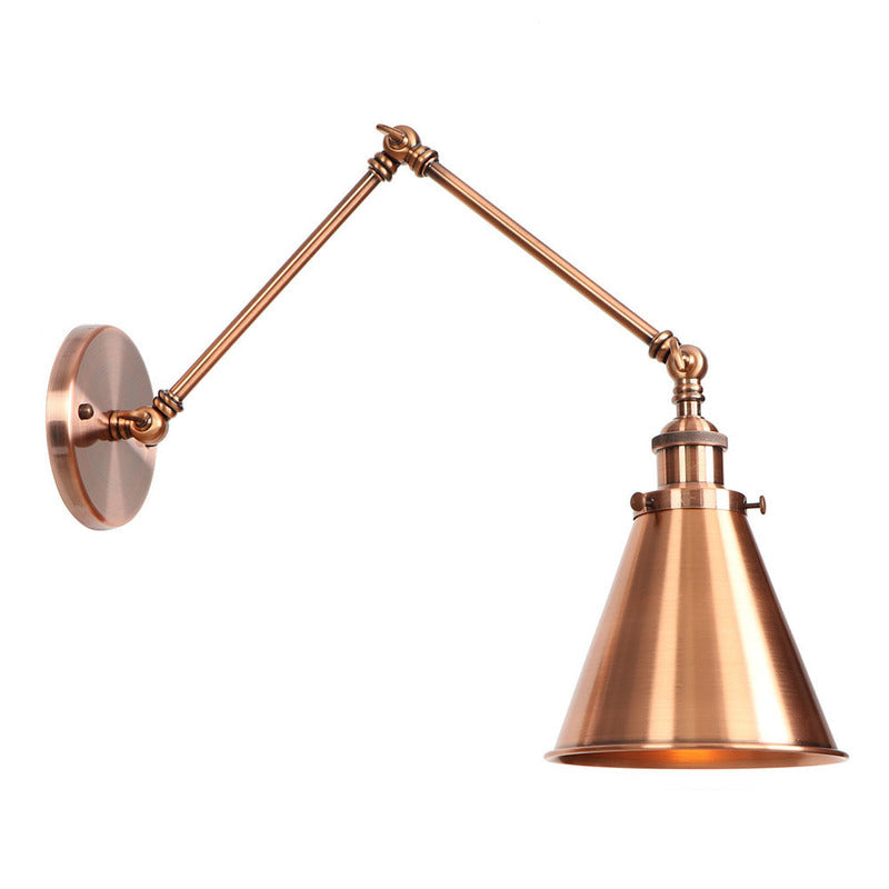 6"/8" L 2-Joint Swing Arm Iron Wall Light Industrial 1 Bulb Studio Task Wall Lamp with Cone Shade in Bronze/Copper Copper 8" A Clearhalo 'Art deco wall lights' 'Cast Iron' 'Glass' 'Industrial wall lights' 'Industrial' 'Middle century wall lights' 'Modern' 'Rustic wall lights' 'Tiffany' 'Traditional wall lights' 'Wall Lamps & Sconces' 'Wall Lights' Lighting' 1918436
