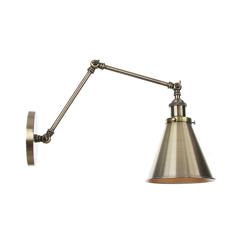 6"/8" L 2-Joint Swing Arm Iron Wall Light Industrial 1 Bulb Studio Task Wall Lamp with Cone Shade in Bronze/Copper Bronze 6" A Clearhalo 'Art deco wall lights' 'Cast Iron' 'Glass' 'Industrial wall lights' 'Industrial' 'Middle century wall lights' 'Modern' 'Rustic wall lights' 'Tiffany' 'Traditional wall lights' 'Wall Lamps & Sconces' 'Wall Lights' Lighting' 1918442