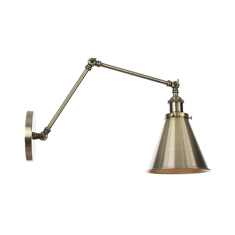 6"/8" L 2-Joint Swing Arm Iron Wall Light Industrial 1 Bulb Studio Task Wall Lamp with Cone Shade in Bronze/Copper Bronze 8" A Clearhalo 'Art deco wall lights' 'Cast Iron' 'Glass' 'Industrial wall lights' 'Industrial' 'Middle century wall lights' 'Modern' 'Rustic wall lights' 'Tiffany' 'Traditional wall lights' 'Wall Lamps & Sconces' 'Wall Lights' Lighting' 1918443