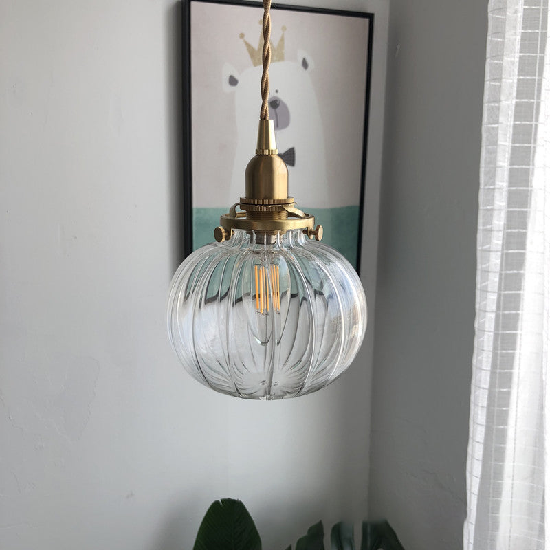 Oval Green/Blackish Green/Clear Glass Drop Pendant Retro 1 Head Dining Table Mini Hanging Light in Brass Clearhalo 'Ceiling Lights' 'Glass shade' 'Glass' 'Industrial Pendants' 'Industrial' 'Middle Century Pendants' 'Pendant Lights' 'Pendants' 'Tiffany' Lighting' 1918563