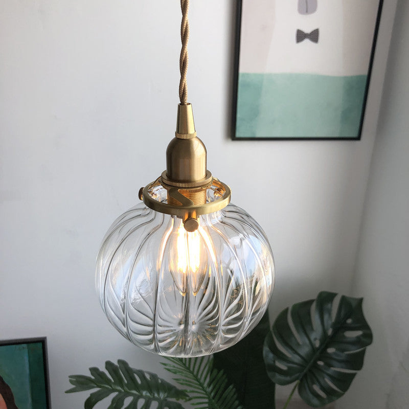 Oval Green/Blackish Green/Clear Glass Drop Pendant Retro 1 Head Dining Table Mini Hanging Light in Brass Clearhalo 'Ceiling Lights' 'Glass shade' 'Glass' 'Industrial Pendants' 'Industrial' 'Middle Century Pendants' 'Pendant Lights' 'Pendants' 'Tiffany' Lighting' 1918564