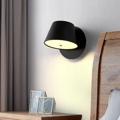 Nordic Tapered Shade Wall Lamp Metal Black/White Wall Sconce for Bedroom Study Room Black Clearhalo 'Wall Lamps & Sconces' 'Wall Lights' Lighting' 191858