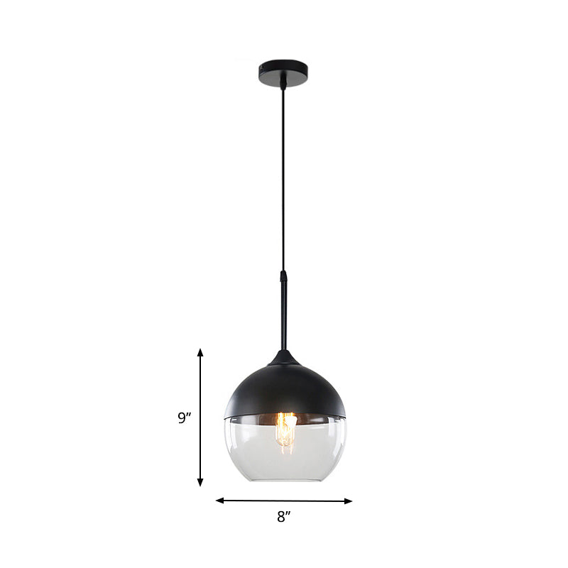 Black 1 Light Pendant Light Fixture Industrial Clear Glass Cylinder/Globe Mason Jar Hanging Lamp Kit over Table Clearhalo 'Ceiling Lights' 'Glass shade' 'Glass' 'Industrial Pendants' 'Industrial' 'Middle Century Pendants' 'Pendant Lights' 'Pendants' 'Tiffany' Lighting' 1918610