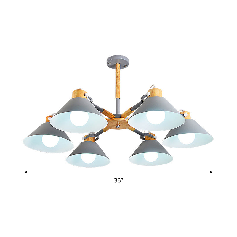 Dinging Room Cone Hanging Lamp Metal 6 Lights Simple Style Hanging Pendant Lights Clearhalo 'Ceiling Lights' 'Chandeliers' Lighting' options 191869