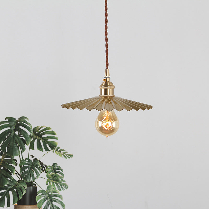 1 Bulb Ceiling Pendant Rustic Radial Wave Metallic Suspension Lighting in Brass for Dining Room Clearhalo 'Art Deco Pendants' 'Cast Iron' 'Ceiling Lights' 'Ceramic' 'Crystal' 'Industrial Pendants' 'Industrial' 'Metal' 'Middle Century Pendants' 'Pendant Lights' 'Pendants' 'Tiffany' Lighting' 1918733