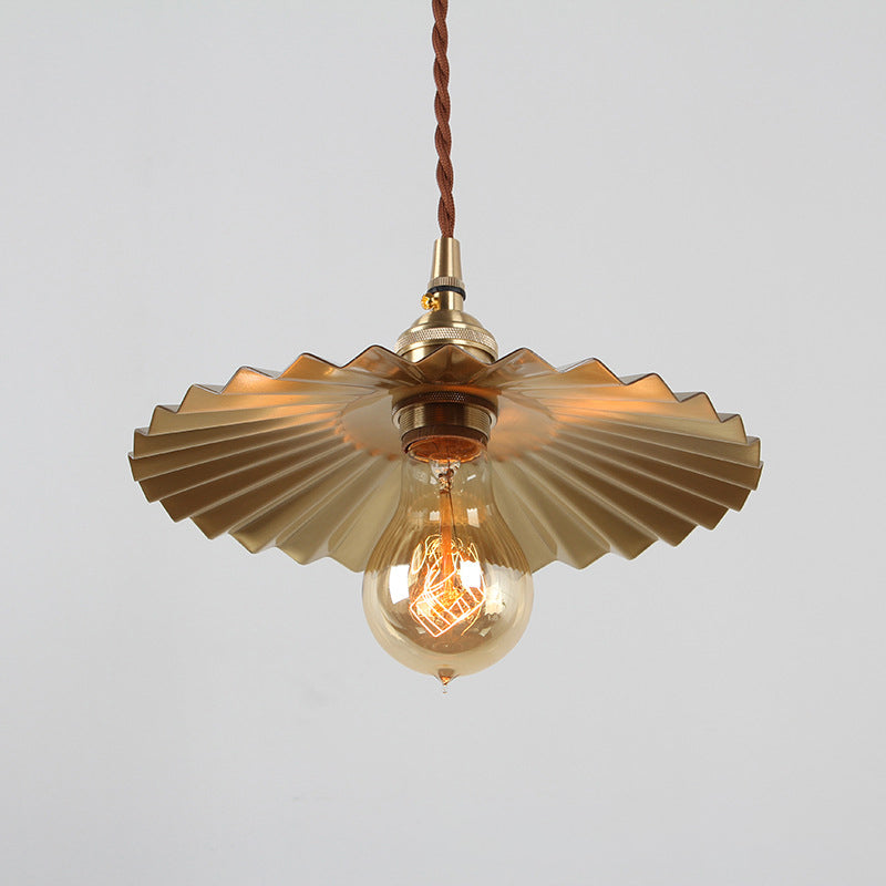 1 Bulb Ceiling Pendant Rustic Radial Wave Metallic Suspension Lighting in Brass for Dining Room Clearhalo 'Art Deco Pendants' 'Cast Iron' 'Ceiling Lights' 'Ceramic' 'Crystal' 'Industrial Pendants' 'Industrial' 'Metal' 'Middle Century Pendants' 'Pendant Lights' 'Pendants' 'Tiffany' Lighting' 1918734