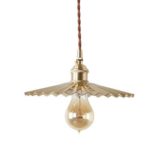 1 Bulb Ceiling Pendant Rustic Radial Wave Metallic Suspension Lighting in Brass for Dining Room Clearhalo 'Art Deco Pendants' 'Cast Iron' 'Ceiling Lights' 'Ceramic' 'Crystal' 'Industrial Pendants' 'Industrial' 'Metal' 'Middle Century Pendants' 'Pendant Lights' 'Pendants' 'Tiffany' Lighting' 1918735