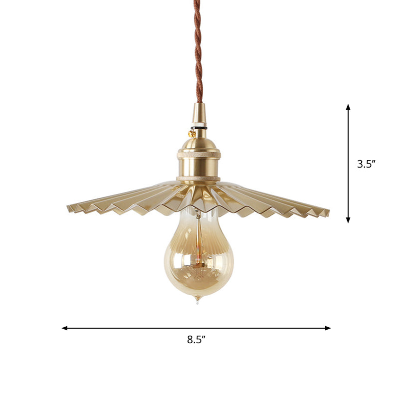 1 Bulb Ceiling Pendant Rustic Radial Wave Metallic Suspension Lighting in Brass for Dining Room Clearhalo 'Art Deco Pendants' 'Cast Iron' 'Ceiling Lights' 'Ceramic' 'Crystal' 'Industrial Pendants' 'Industrial' 'Metal' 'Middle Century Pendants' 'Pendant Lights' 'Pendants' 'Tiffany' Lighting' 1918736