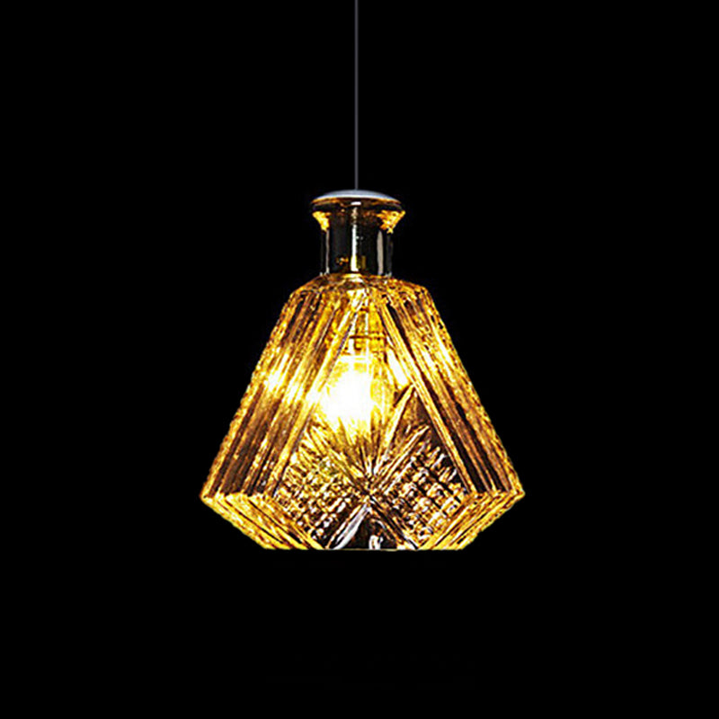 Clear Glass Wine Decanter Pendant Lamp Loft Single-Bulb Kitchen Bar Hanging Light Fixture in Black Clear A Clearhalo 'Ceiling Lights' 'Glass shade' 'Glass' 'Industrial Pendants' 'Industrial' 'Middle Century Pendants' 'Pendant Lights' 'Pendants' 'Tiffany' Lighting' 1918740