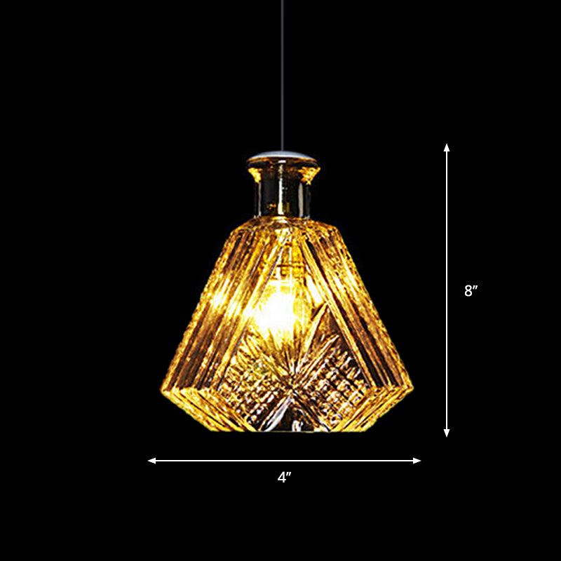 Clear Glass Wine Decanter Pendant Lamp Loft Single-Bulb Kitchen Bar Hanging Light Fixture in Black Clearhalo 'Ceiling Lights' 'Glass shade' 'Glass' 'Industrial Pendants' 'Industrial' 'Middle Century Pendants' 'Pendant Lights' 'Pendants' 'Tiffany' Lighting' 1918741