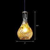 Clear Glass Wine Decanter Pendant Lamp Loft Single-Bulb Kitchen Bar Hanging Light Fixture in Black Clearhalo 'Ceiling Lights' 'Glass shade' 'Glass' 'Industrial Pendants' 'Industrial' 'Middle Century Pendants' 'Pendant Lights' 'Pendants' 'Tiffany' Lighting' 1918750