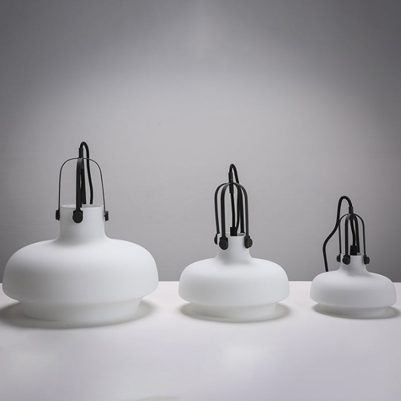 7"/9.5"/12.5" W 1 Head Suspension Light Nautical Dining Room Hanging Lamp with Pot Amber/Frosted White Glass Shade White Clearhalo 'Ceiling Lights' 'Glass shade' 'Glass' 'Industrial Pendants' 'Industrial' 'Middle Century Pendants' 'Pendant Lights' 'Pendants' 'Tiffany' Lighting' 1918758