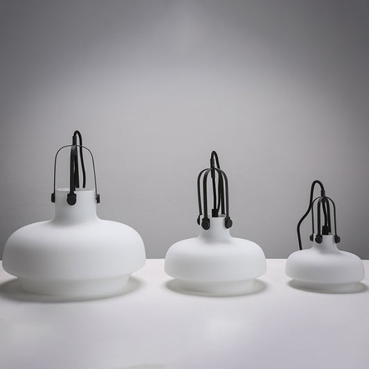 7"/9.5"/12.5" W 1 Head Suspension Light Nautical Dining Room Hanging Lamp with Pot Amber/Frosted White Glass Shade White Clearhalo 'Ceiling Lights' 'Glass shade' 'Glass' 'Industrial Pendants' 'Industrial' 'Middle Century Pendants' 'Pendant Lights' 'Pendants' 'Tiffany' Lighting' 1918758