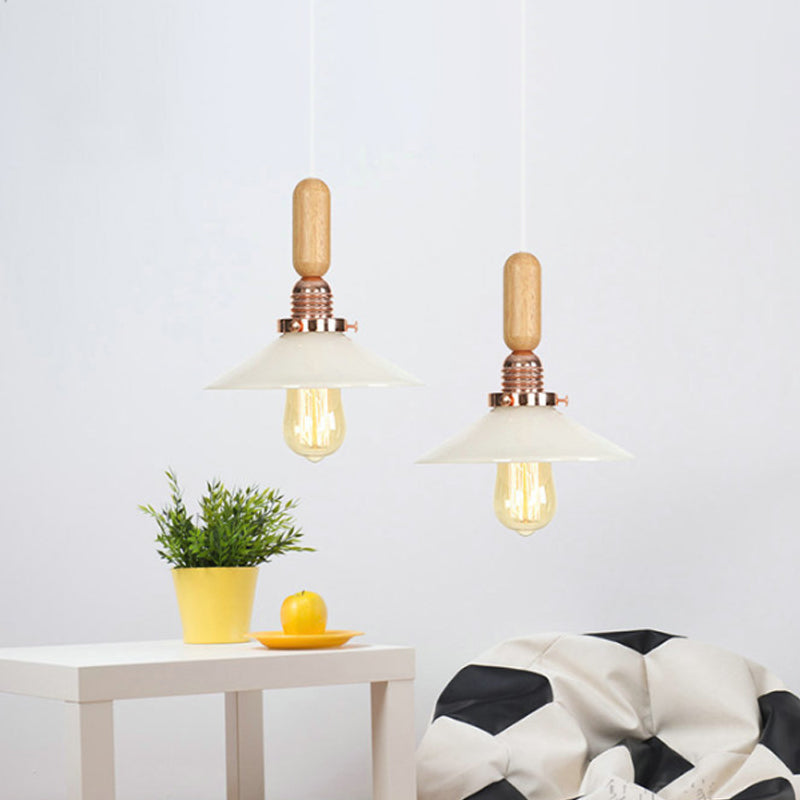 1-Light Saucer/Bell Shade Hanging Lamp Rustic Rose Gold Clear/Clear Ribbed Glass Ceiling Pendant with Wood Handle Rose Gold G Clearhalo 'Art Deco Pendants' 'Cast Iron' 'Ceiling Lights' 'Ceramic' 'Crystal' 'Industrial Pendants' 'Industrial' 'Metal' 'Middle Century Pendants' 'Pendant Lights' 'Pendants' 'Tiffany' Lighting' 1918825