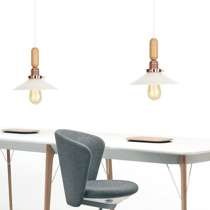 1-Light Saucer/Bell Shade Hanging Lamp Rustic Rose Gold Clear/Clear Ribbed Glass Ceiling Pendant with Wood Handle Clearhalo 'Art Deco Pendants' 'Cast Iron' 'Ceiling Lights' 'Ceramic' 'Crystal' 'Industrial Pendants' 'Industrial' 'Metal' 'Middle Century Pendants' 'Pendant Lights' 'Pendants' 'Tiffany' Lighting' 1918826