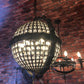 Rustic Wire Cage Globe Chandelier 6 Bulbs Beveled Crystal Pendant Ceiling Light in Black Clearhalo 'Ceiling Lights' 'Chandeliers' Lighting' options 1918874