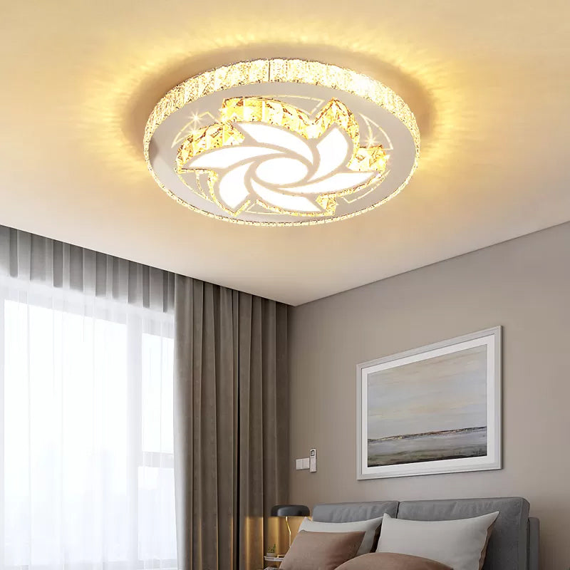 Spiral/Flower Flush Mount Lighting Contemporary Crystal LED Bedroom Ceiling Light Fixture in Stainless-Steel Stainless-Steel C Clearhalo 'Ceiling Lights' 'Close To Ceiling Lights' 'Close to ceiling' 'Flush mount' Lighting' 1919028