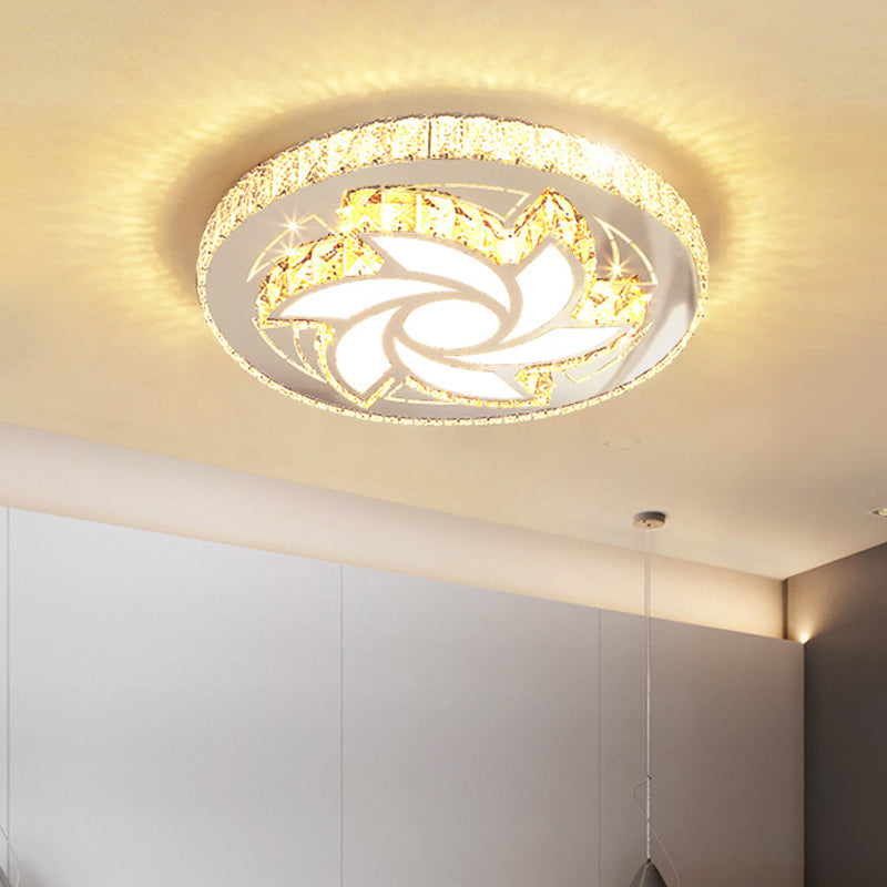 Spiral/Flower Flush Mount Lighting Contemporary Crystal LED Bedroom Ceiling  Light Fixture in Stainless-Steel - Clearhalo