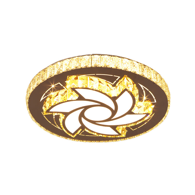 Spiral/Flower Flush Mount Lighting Contemporary Crystal LED Bedroom Ceiling Light Fixture in Stainless-Steel Clearhalo 'Ceiling Lights' 'Close To Ceiling Lights' 'Close to ceiling' 'Flush mount' Lighting' 1919030