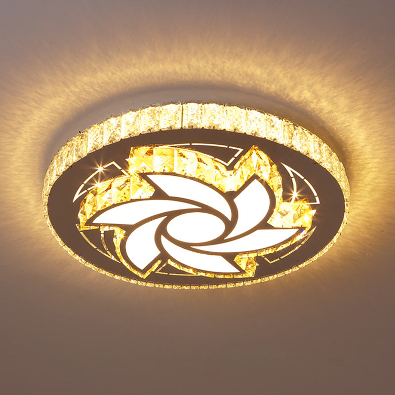Spiral/Flower Flush Mount Lighting Contemporary Crystal LED Bedroom Ceiling Light Fixture in Stainless-Steel Clearhalo 'Ceiling Lights' 'Close To Ceiling Lights' 'Close to ceiling' 'Flush mount' Lighting' 1919031