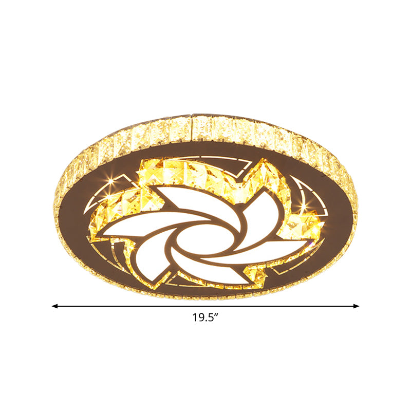 Spiral/Flower Flush Mount Lighting Contemporary Crystal LED Bedroom Ceiling Light Fixture in Stainless-Steel Clearhalo 'Ceiling Lights' 'Close To Ceiling Lights' 'Close to ceiling' 'Flush mount' Lighting' 1919032