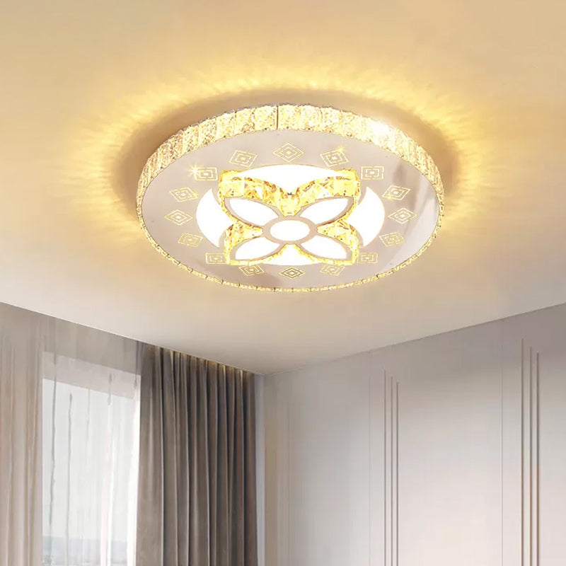 Spiral/Flower Flush Mount Lighting Contemporary Crystal LED Bedroom Ceiling Light Fixture in Stainless-Steel Stainless-Steel B Clearhalo 'Ceiling Lights' 'Close To Ceiling Lights' 'Close to ceiling' 'Flush mount' Lighting' 1919033