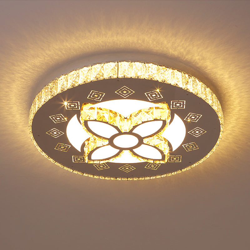 Spiral/Flower Flush Mount Lighting Contemporary Crystal LED Bedroom Ceiling Light Fixture in Stainless-Steel Clearhalo 'Ceiling Lights' 'Close To Ceiling Lights' 'Close to ceiling' 'Flush mount' Lighting' 1919035