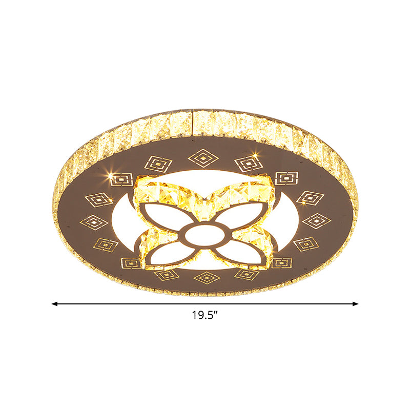 Spiral/Flower Flush Mount Lighting Contemporary Crystal LED Bedroom Ceiling Light Fixture in Stainless-Steel Clearhalo 'Ceiling Lights' 'Close To Ceiling Lights' 'Close to ceiling' 'Flush mount' Lighting' 1919036
