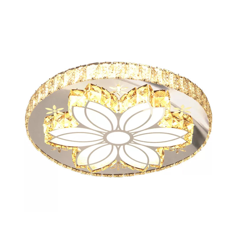 Spiral/Flower Flush Mount Lighting Contemporary Crystal LED Bedroom Ceiling Light Fixture in Stainless-Steel Clearhalo 'Ceiling Lights' 'Close To Ceiling Lights' 'Close to ceiling' 'Flush mount' Lighting' 1919038