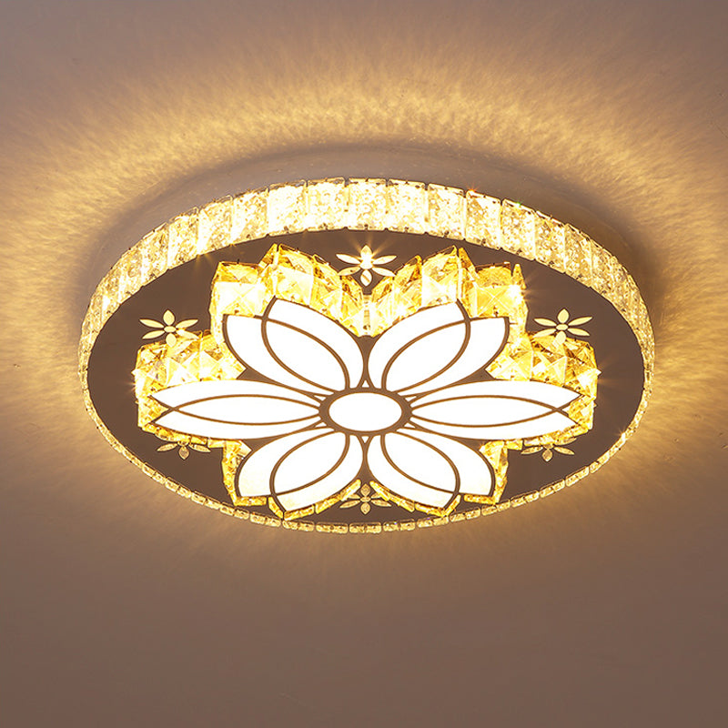 Spiral/Flower Flush Mount Lighting Contemporary Crystal LED Bedroom Ceiling Light Fixture in Stainless-Steel Clearhalo 'Ceiling Lights' 'Close To Ceiling Lights' 'Close to ceiling' 'Flush mount' Lighting' 1919039