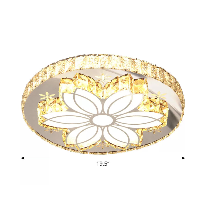 Spiral/Flower Flush Mount Lighting Contemporary Crystal LED Bedroom Ceiling Light Fixture in Stainless-Steel Clearhalo 'Ceiling Lights' 'Close To Ceiling Lights' 'Close to ceiling' 'Flush mount' Lighting' 1919040