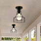 Urn/Vase Cage Metal Flush Mount Light Vintage Style 1 Bulb Living Room Ceiling Light Fixture in Black Black Barn Clearhalo 'Ceiling Lights' 'Close To Ceiling Lights' 'Close to ceiling' 'Semi-flushmount' Lighting' 1919041