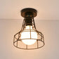 Urn/Vase Cage Metal Flush Mount Light Vintage Style 1 Bulb Living Room Ceiling Light Fixture in Black Clearhalo 'Ceiling Lights' 'Close To Ceiling Lights' 'Close to ceiling' 'Semi-flushmount' Lighting' 1919042