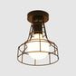 Urn/Vase Cage Metal Flush Mount Light Vintage Style 1 Bulb Living Room Ceiling Light Fixture in Black Clearhalo 'Ceiling Lights' 'Close To Ceiling Lights' 'Close to ceiling' 'Semi-flushmount' Lighting' 1919044