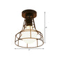 Urn/Vase Cage Metal Flush Mount Light Vintage Style 1 Bulb Living Room Ceiling Light Fixture in Black Clearhalo 'Ceiling Lights' 'Close To Ceiling Lights' 'Close to ceiling' 'Semi-flushmount' Lighting' 1919045