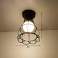 Urn/Vase Cage Metal Flush Mount Light Vintage Style 1 Bulb Living Room Ceiling Light Fixture in Black Clearhalo 'Ceiling Lights' 'Close To Ceiling Lights' 'Close to ceiling' 'Semi-flushmount' Lighting' 1919047