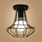 Urn/Vase Cage Metal Flush Mount Light Vintage Style 1 Bulb Living Room Ceiling Light Fixture in Black Black Vase Clearhalo 'Ceiling Lights' 'Close To Ceiling Lights' 'Close to ceiling' 'Semi-flushmount' Lighting' 1919048